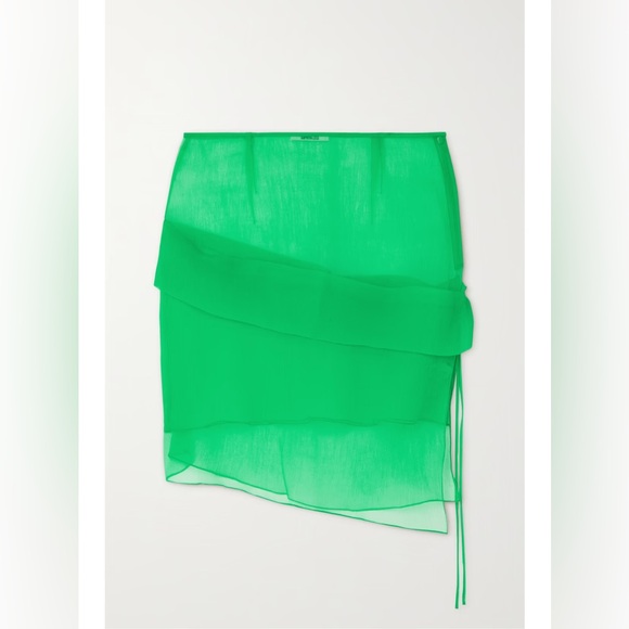 Supriya LeLe Sheer Green Mini Skirt - Picture 1 of 6